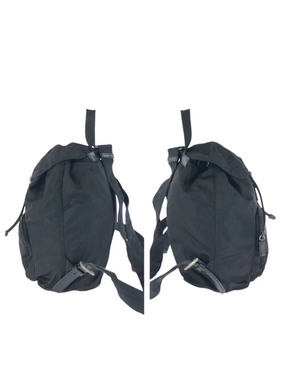 Prada Tessuto Black Silver Nylon Leather Backpack